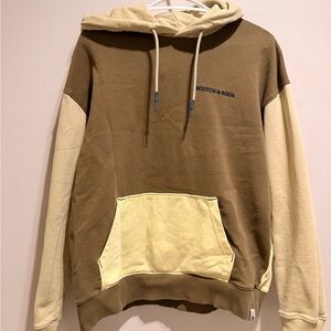 Scotch & Soda Brown and Cream Colorblock Pullover Hoodie